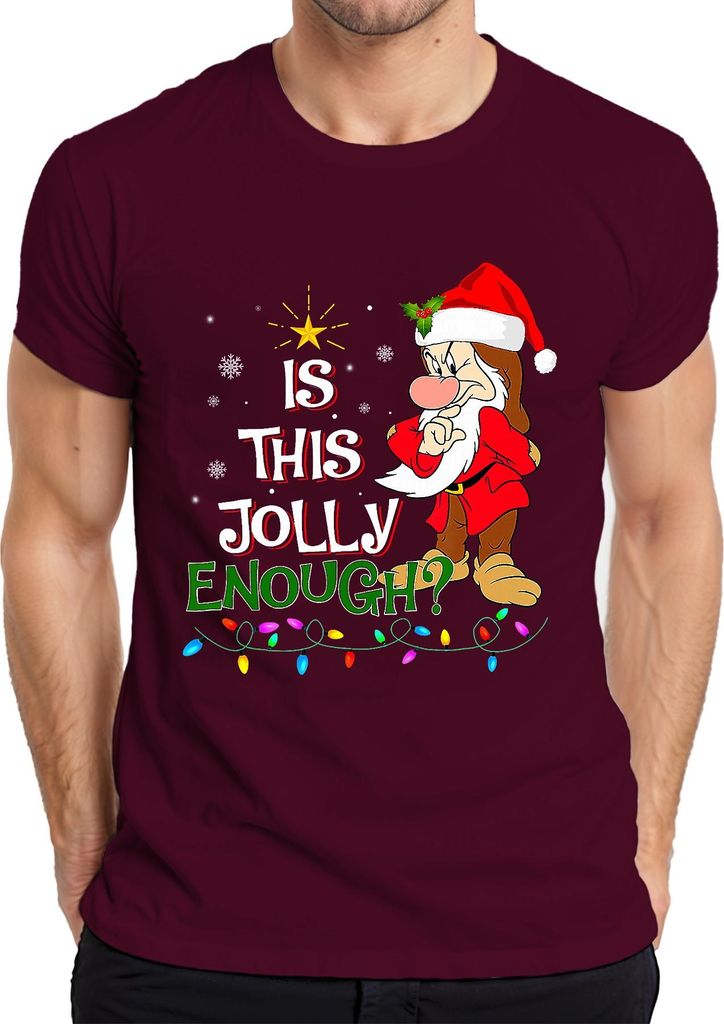 Is This Jolly Enough Weihnachtsmann lustig Weihnachten Vintage Herren T-Shirt, Burgundy, XXL
