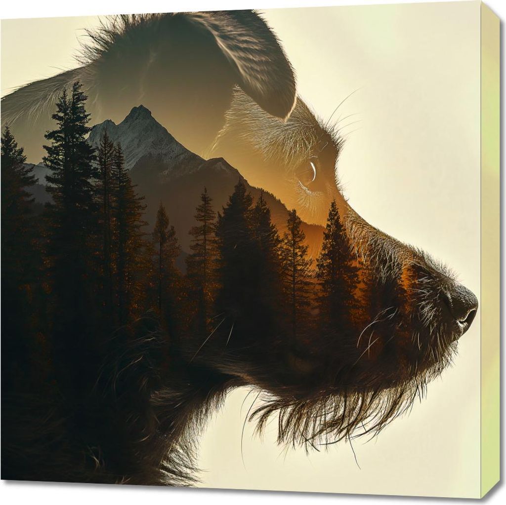 Bild 70x70cm Hund Geist des Waldes