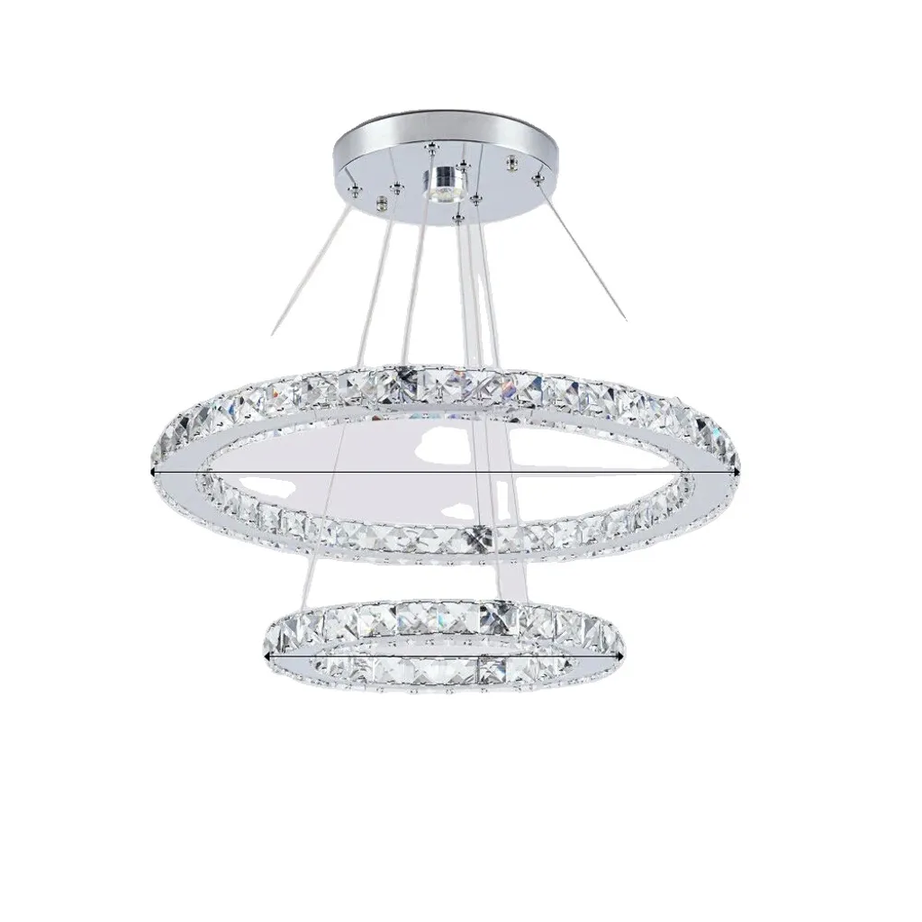 Offerta Lampadario LED Cristallo Moderno 50x30cm Acciaio Inox