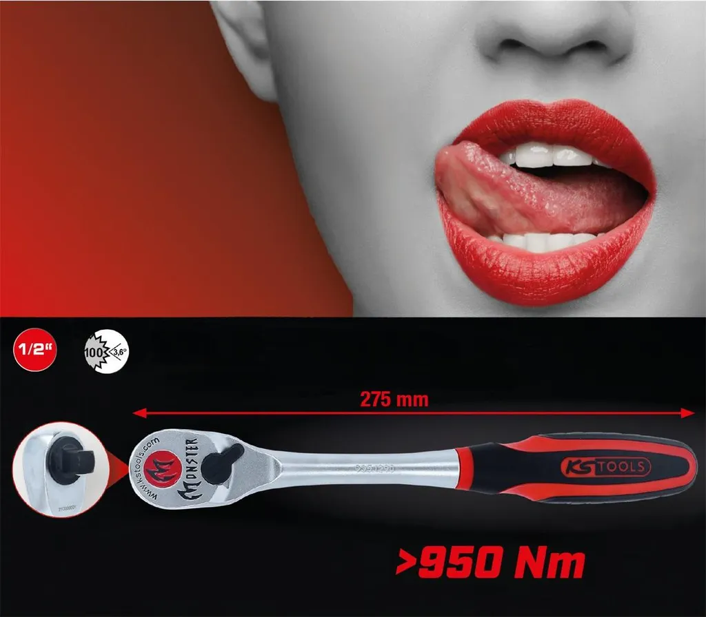 KS Tools Monster Cliquet 100 dents 1/2 avec mécanisme haute précision