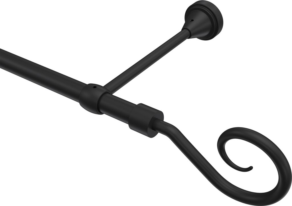 Interdeco Gardinenstange / Vorhangstange Schwarz, Typ Primus Allegra (Spirale), 16 mm Ø 1-läufig, 360 cm
