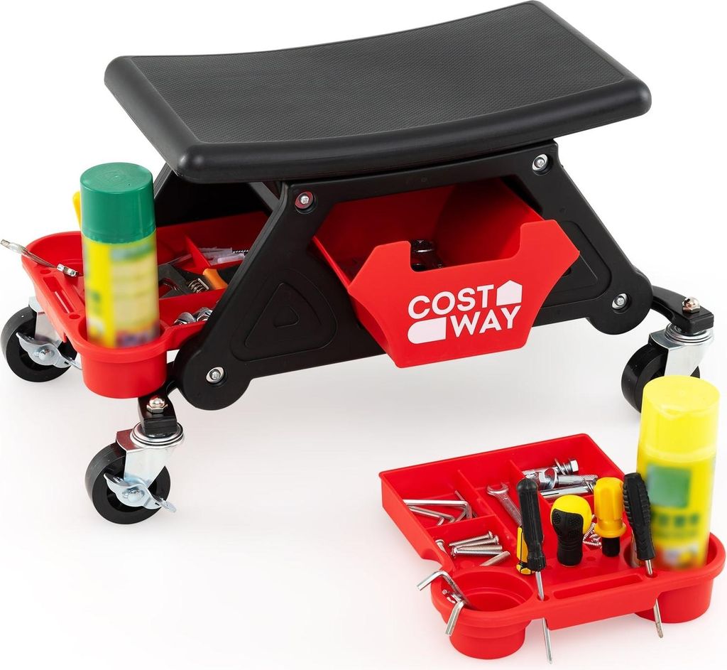 Rollhocker für Mechaniker, Schwerlastausführung, Tragkraft 135 kg, Schwarz