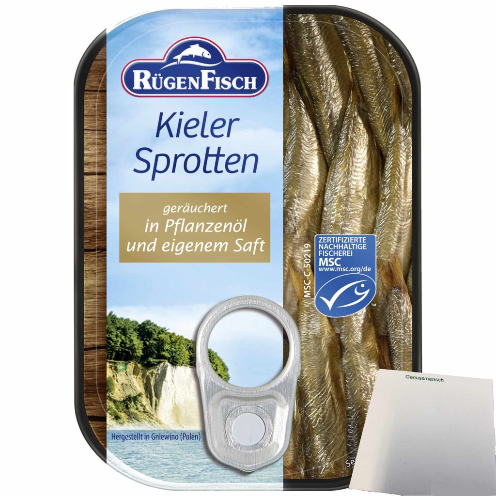 Rügenfisch Kieler Sprotten (106g Dose) + usy Block
