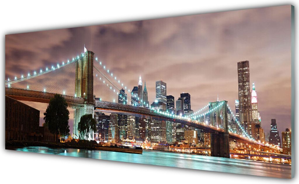 Küchenrückwand aus Glas 125x50cm Spritzschutz Brücke Stadt Architektur