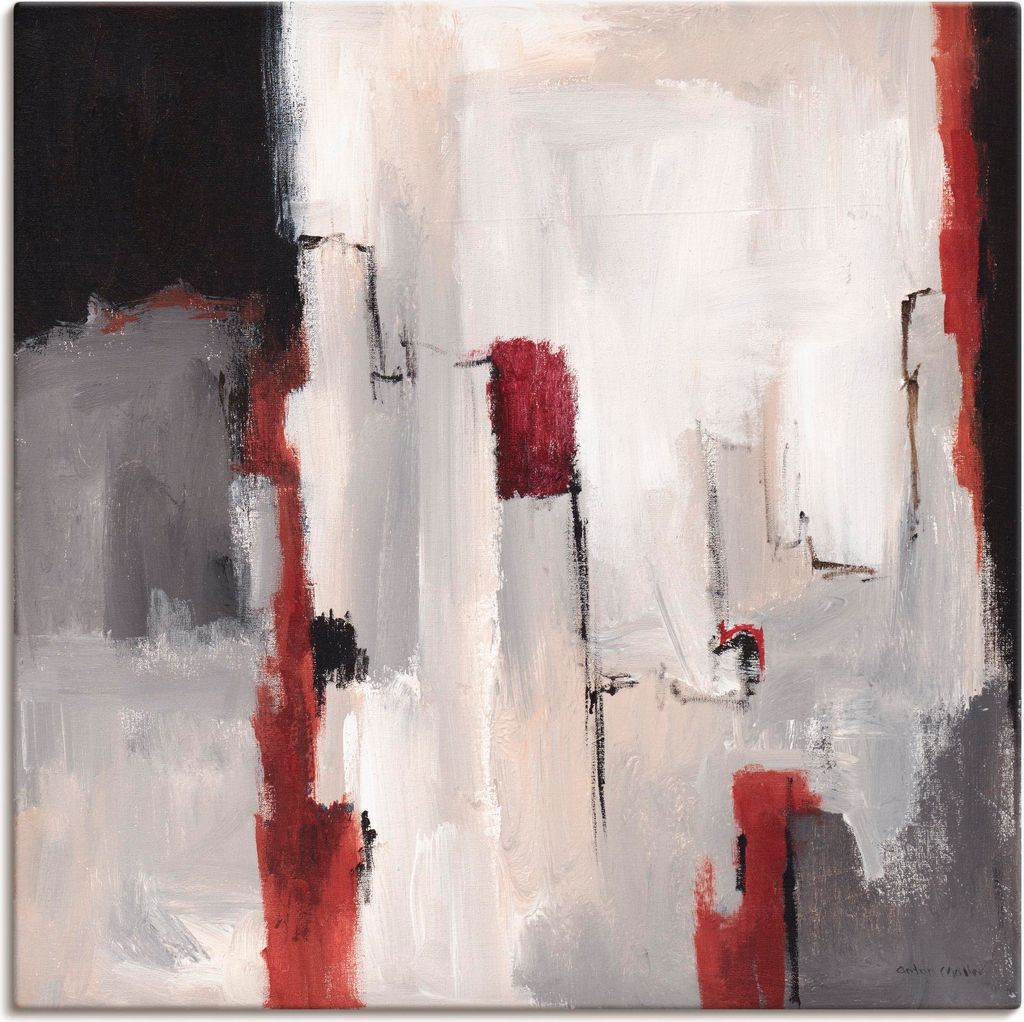 ARTland Leinwandbild Rot an Grau II Größe: 30x30 cm