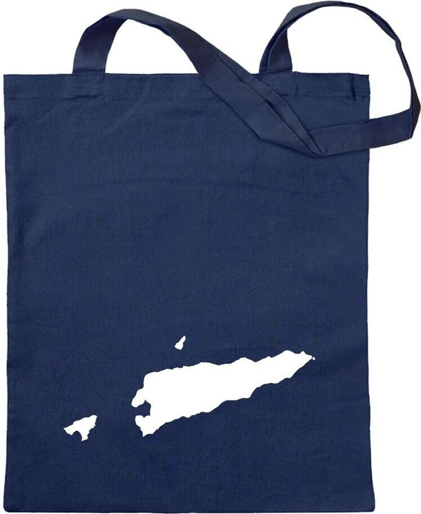 Kiwistar - Baumwolltasche - dunkelblau - Osttimor Umriss Kontur - Tragetasche Stoffbeutel Umhängetasche Langer Henkel