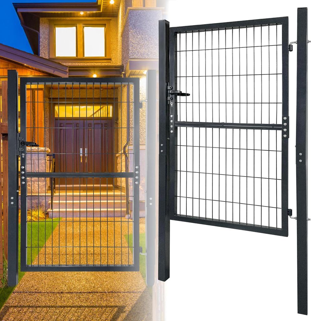 JOIEYOU Doppelstabmattenzaun Gartenzaun Tor Metall Produktbild 