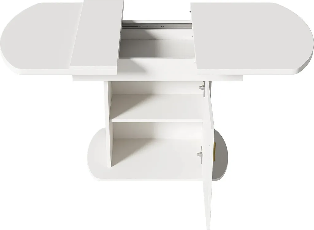 Table ovale extensible 110/130 cm blanc et or style moderne minimaliste - 5