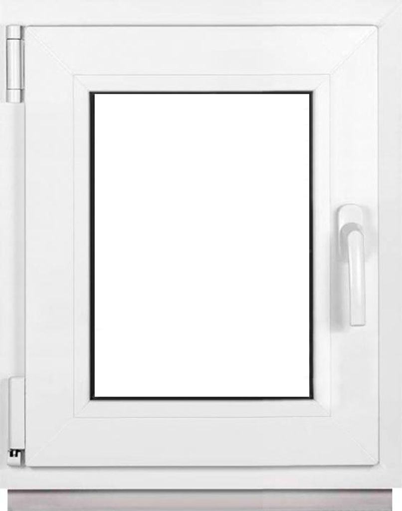A white PVC window with a white handle, shown from the front against a white background.