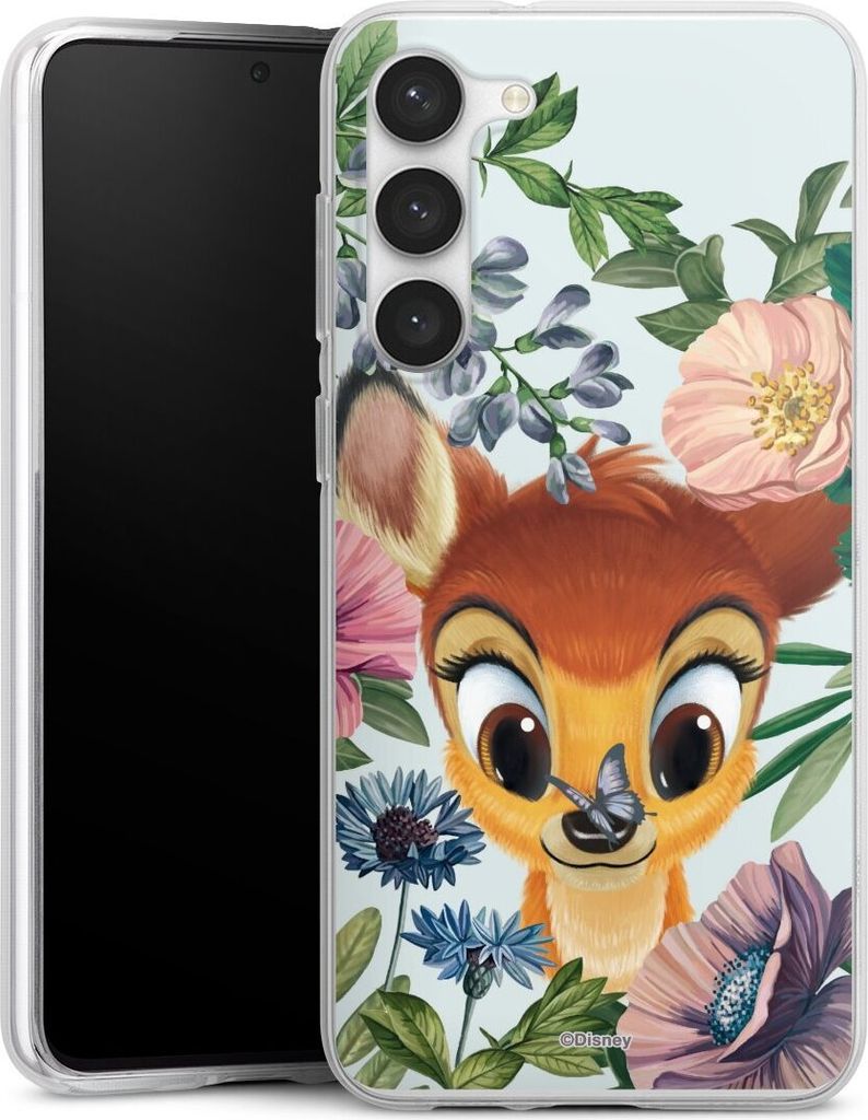 DeinDesign Handyhülle für Samsung Galaxy S23+ Silikon Hülle Case Smartphone Schutzhülle Bambi Blumen Disney