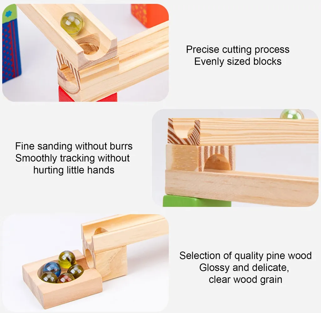 Circuit à Billes en Bois - Jeu Éducatif Apprentissage et Construction