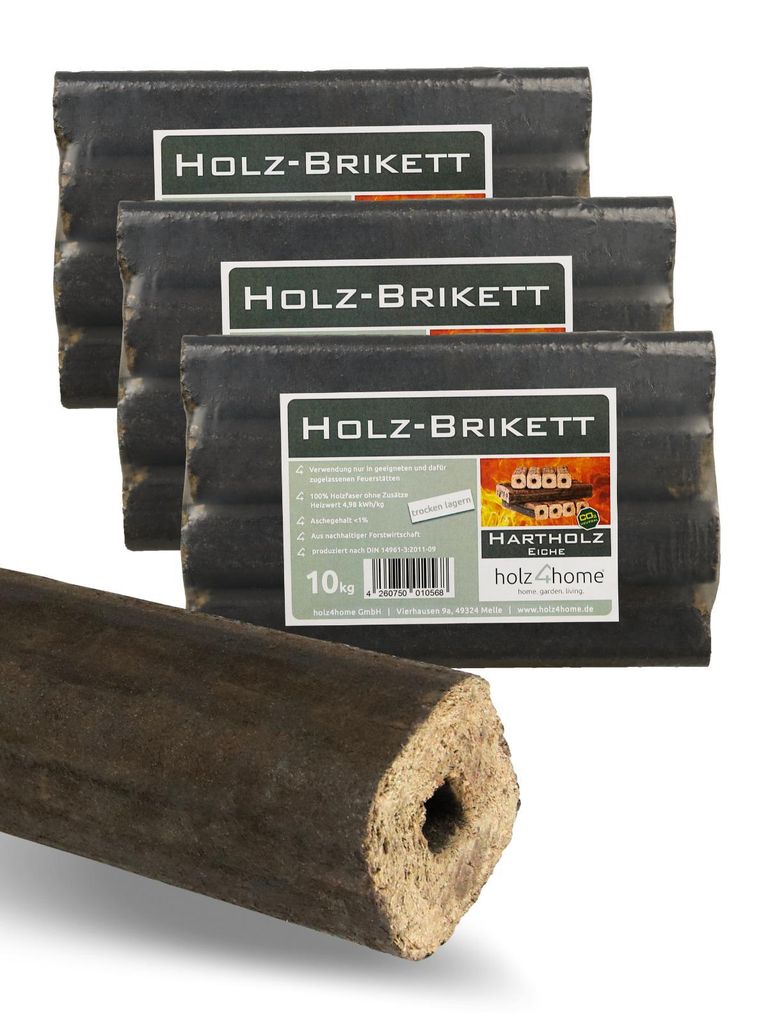 holz4home Pini Kay Eichenbriketts 30 kg I 100% ohne Zusätze I Hochwertiges Brennholz als Kaminholz Ofenbriketts I Gebinde à 30 kg I Feuerholz B...