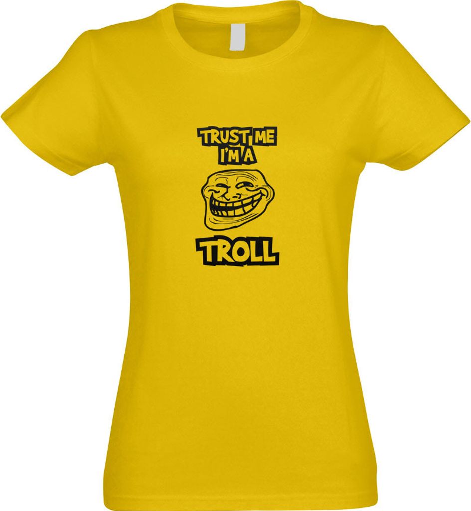 Kiwistar - T-Shirt tailliert - Damen - gelb - Trust me, im a Troll face - mit Motiv Bedruckt - Funshirt Design - Sport - Freizeit - Damen - S
