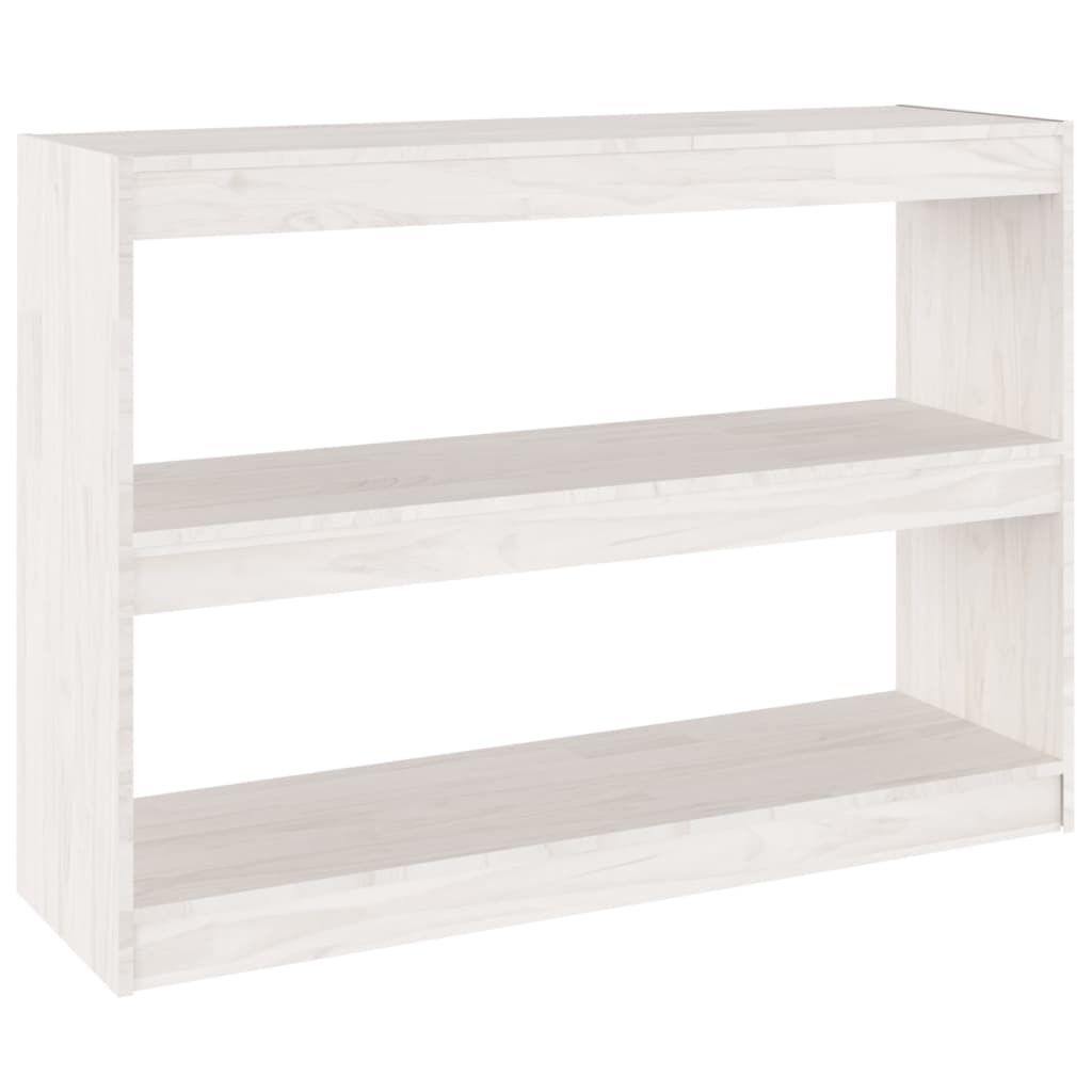 vidaXL Bücherregal Raumteiler Weiß 100x30x71,5 cm Massivholz Kiefer