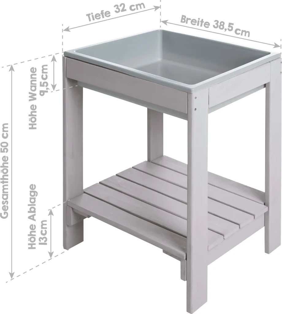 Table de Jeux Tiny en Bois Massif Gris pour Sable et Eau Extérieur - 5