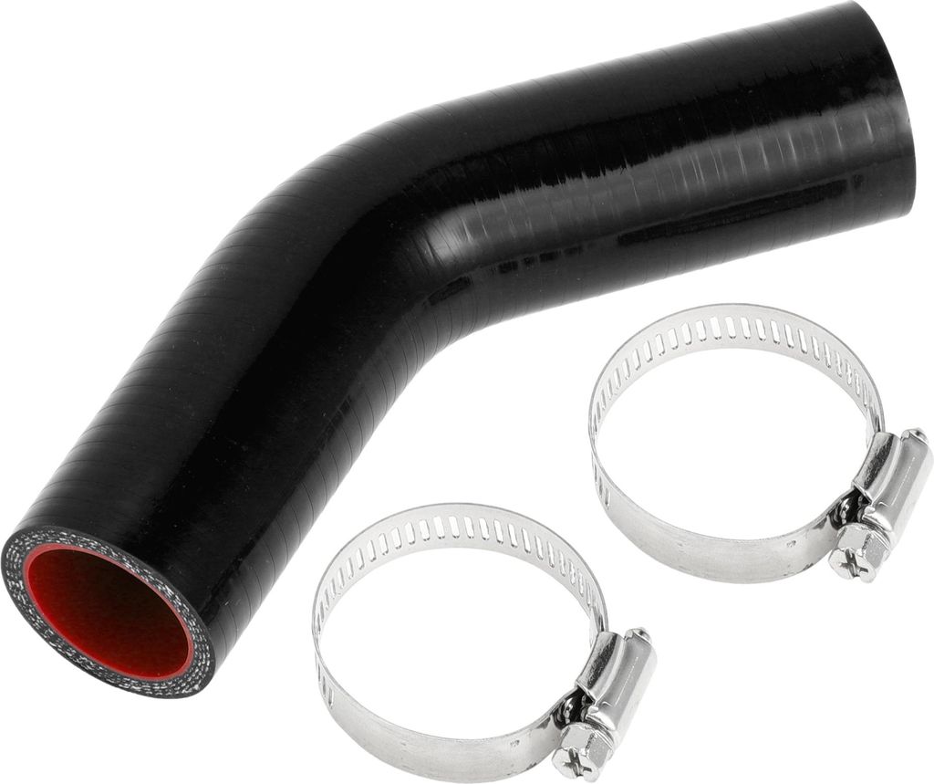 1 Satz 30mm/1,18" ID 90mm/3,54" Länge 45 Grad Schwarz Rot Auto Silikonschlauch mit Schellen Kühlmittelschlauch Universal