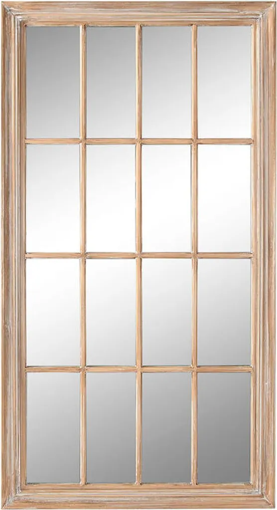 Grand miroir fenêtre en bois décapé Home ESPRIT style verrière rustique