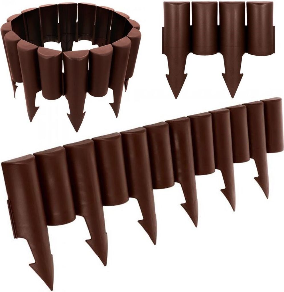 Vilde Palisade Gartenpalisade Beeteinfassung Beetzaun Zierzaun Rasenkante Bordüre in Braun 25x10 cm 10 Stück 250 cm