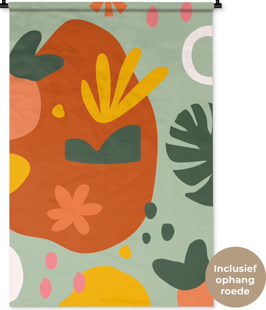 MuchoWow Wandteppich Wandbehang Pflanzen - Formen - Muster 90x135 cm Tapisserie Dekoration Wandtuch - Baumwolle - Wandskulptur