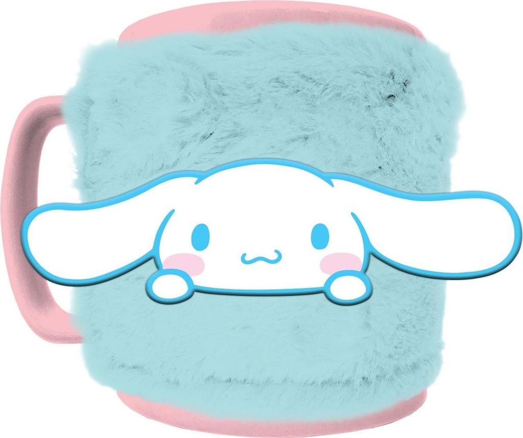Sanrio - Kaffeebecher, Cinnamoroll, Flauschiger Stoff, Quaste PM12711 (Einheitsgröße) (Blau/Pink)