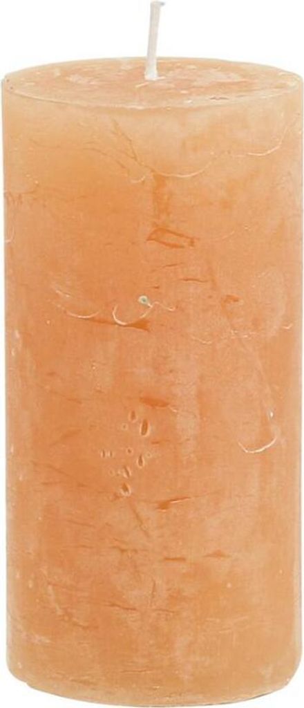 Premium Stumpenkerzen durchgefärbt Orange Peach 50x100mm 4er Set Dekokerzen langlebig hochwertige Tischdeko, 4 Stück