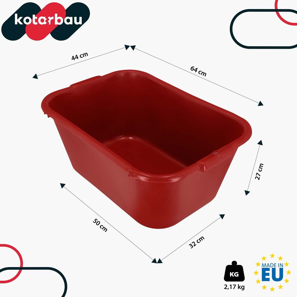 KOTARBAU® Mörtelkübel eckig 55 L Rot Kunststoff Mörtelwanne