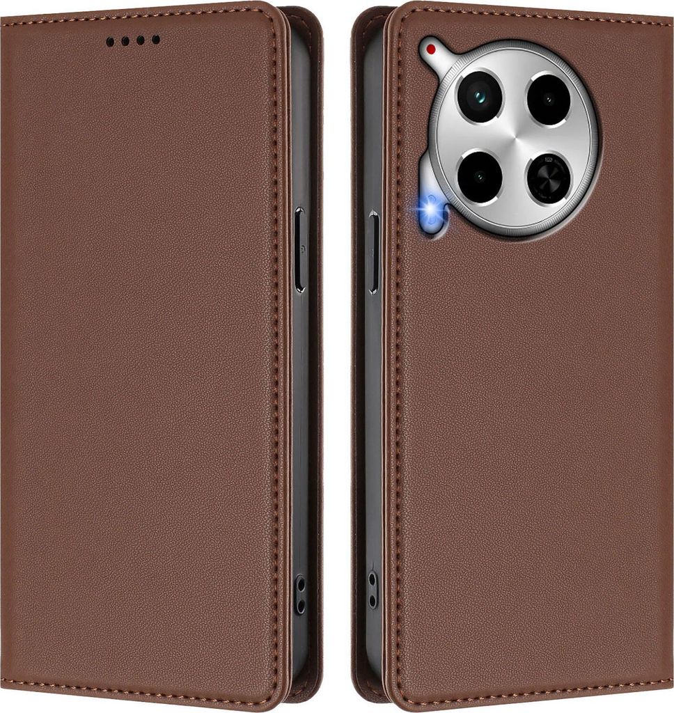 Handyhülle für Tecno Camon 30 4G/Camon 30 5G, Kunstleder Klapphülle Stoßfeste Magnetische Hülle mit Ständer Braun