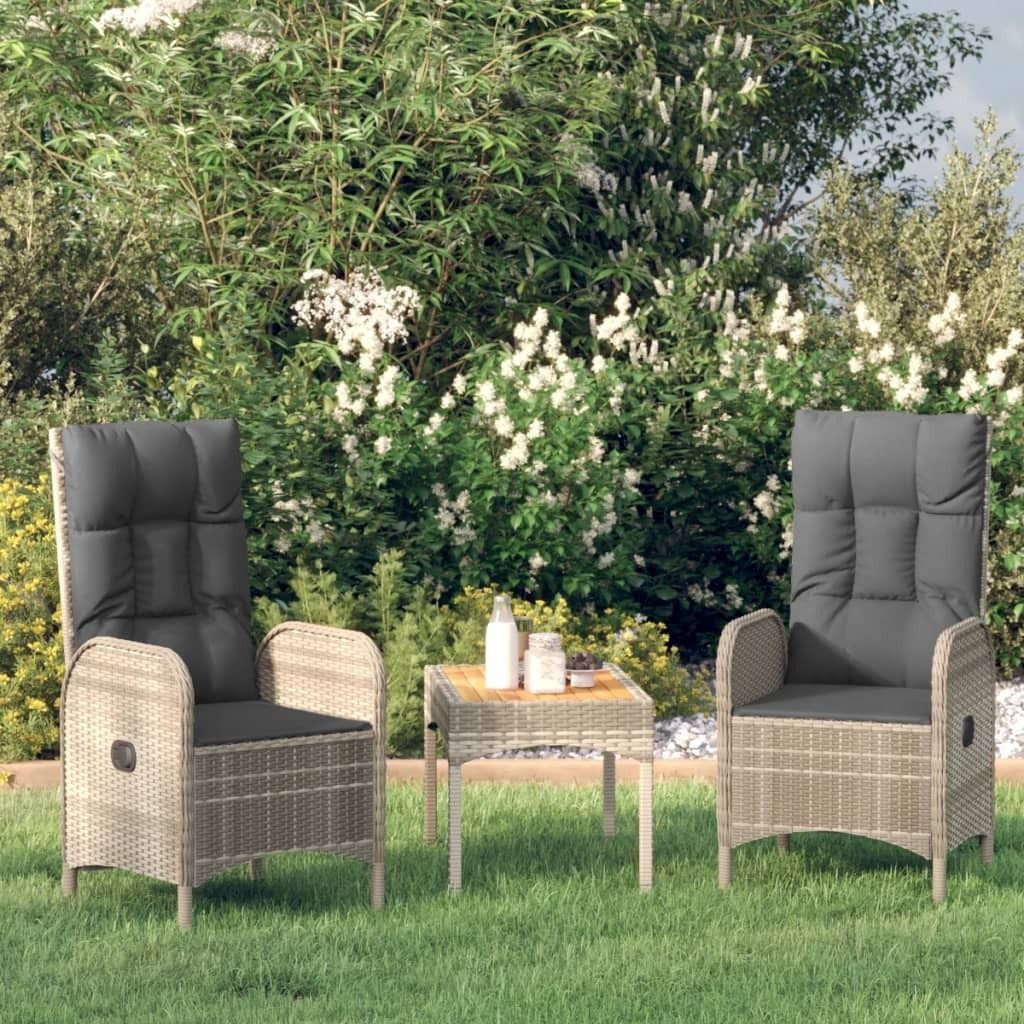 The Living Store Gartenstühle 2 Stk. Poly Rattan Grau
