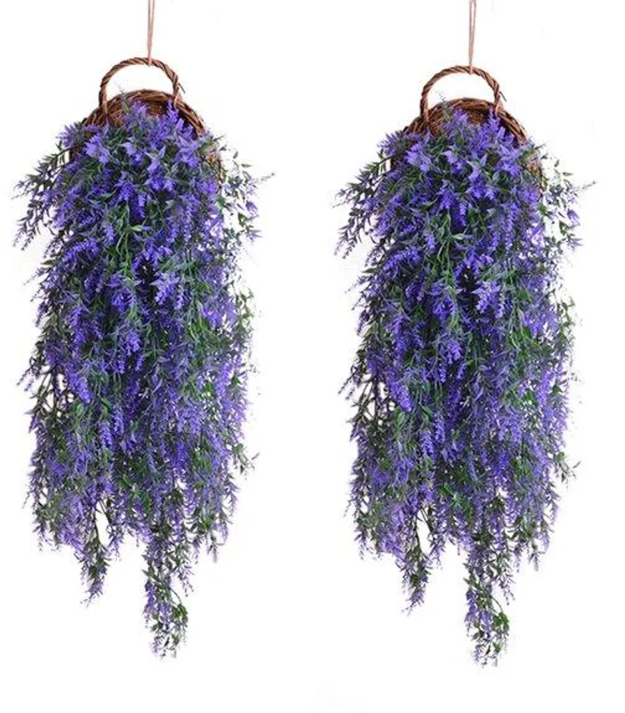 Plante artificielle violette en rotin synthétique pour mur et balcon