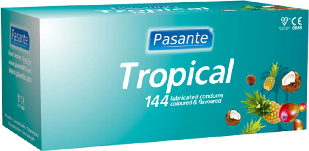 Préservatifs Pasante Tropical 144 pièces : parfum fruité et sécurité