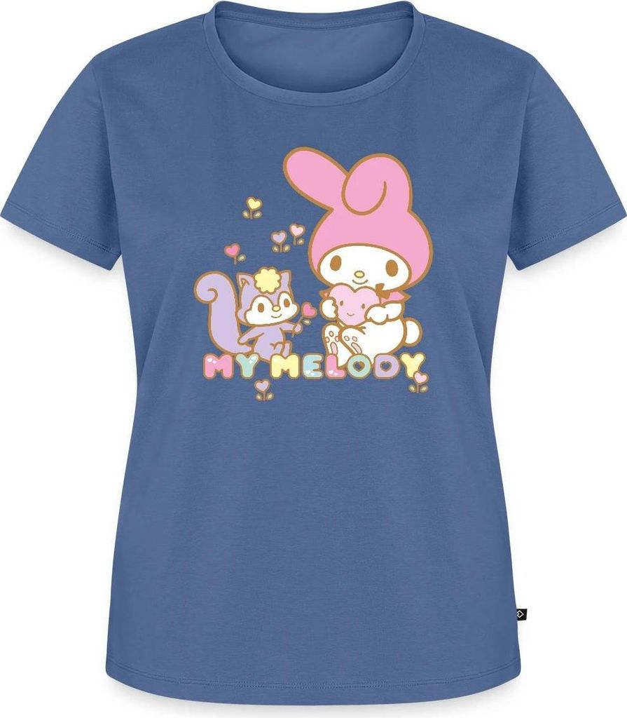 Spreadshirt My Melody Pflückt Mit Risu Herzblümchen Frauen Premium T-Shirt, XXL, Taubenblau
