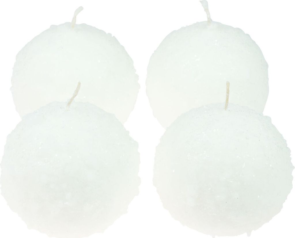Stimmungsvolle Kugelkerzen mit Schneeball-Effekt für festliche Deko, 4 Stück