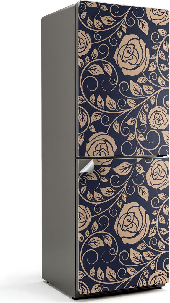 Muster mit symmetrischen Motiven – Kühlschrank Aufkleber – Klebefolie Kühlschrank – Kühlschrank Nachbildung – Kühlschrankfolie selbstkl...