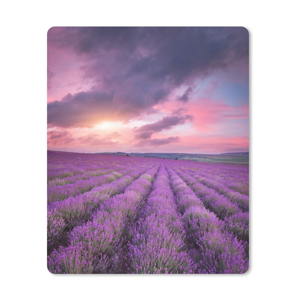 MuchoWow Mauspad Mousepad Lavendel - Lila - Wolken - Blumen 30x40 cm - Mousepads - Maus Mat - Pad - Mausunterlage - Mausmatten