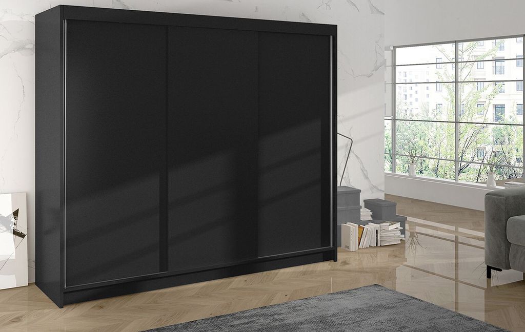 Šatní skříň DANIELLA 2 - šířka 200 cm, černá Obrázek produktu 