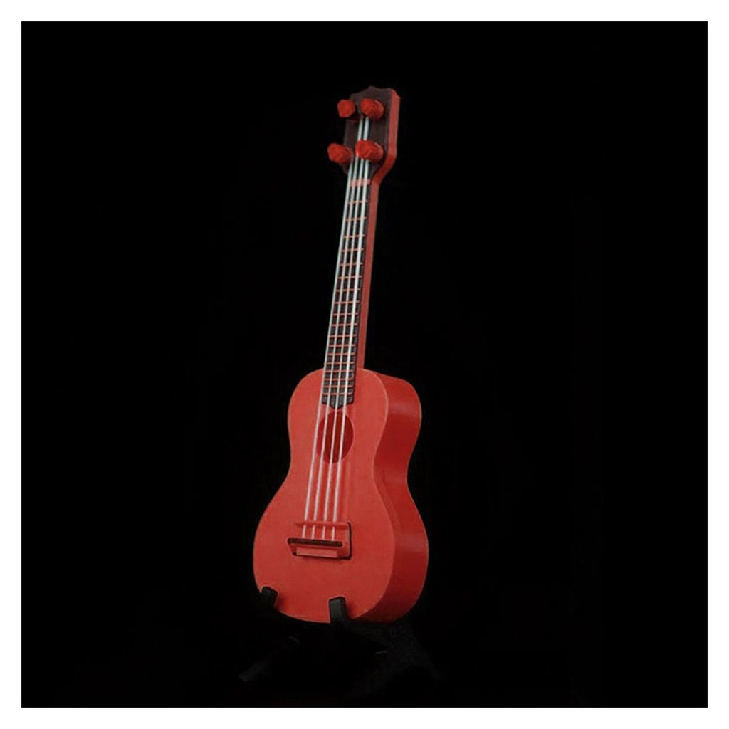 Miniatur-Musikinstrument-Modell: Gitarre, Ukulele, Guzheng – Spielzeug mit Ständer – Puppenhaus-Accessoires – Heimdekoration