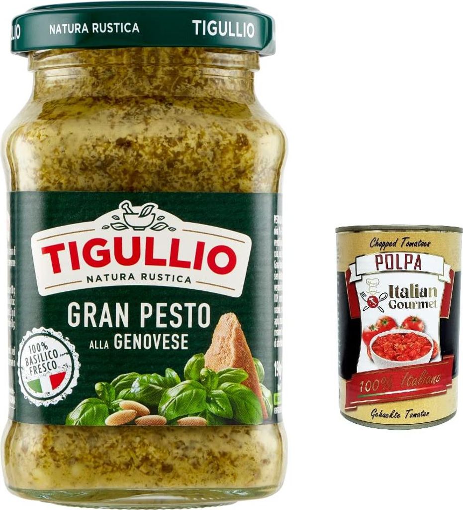 12x Star Tigullio GranPesto Pesto alla Genovese mit Basilikum 190 g Sauce Soße + Italian gourmet polpa 400g