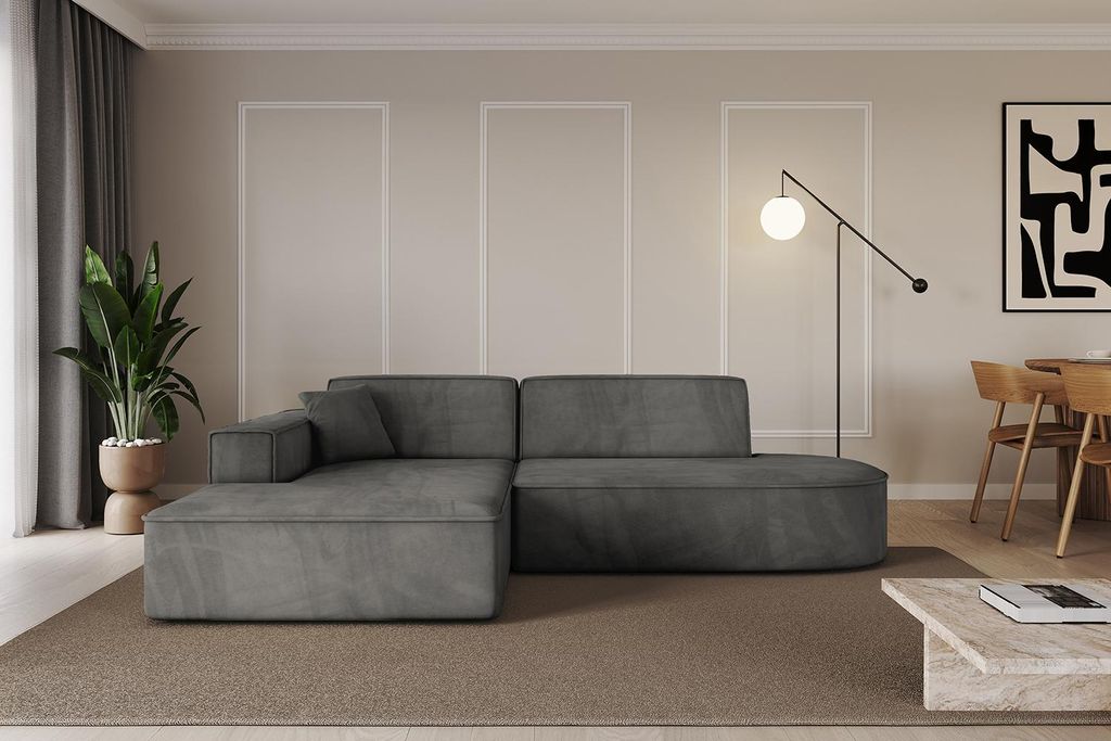 ALTDECOR Ecksofa in L-Form IREA-L1-v4 232x165x77 cm Dunkelgrau Corner Sofa Eckcouch Couch Wohnlandschaft Cauchsofa