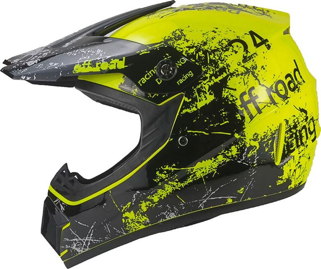 Crosshelm Helm Kinderhelm Motorradhelm Motocross Motorrad Racing gelb Größe S