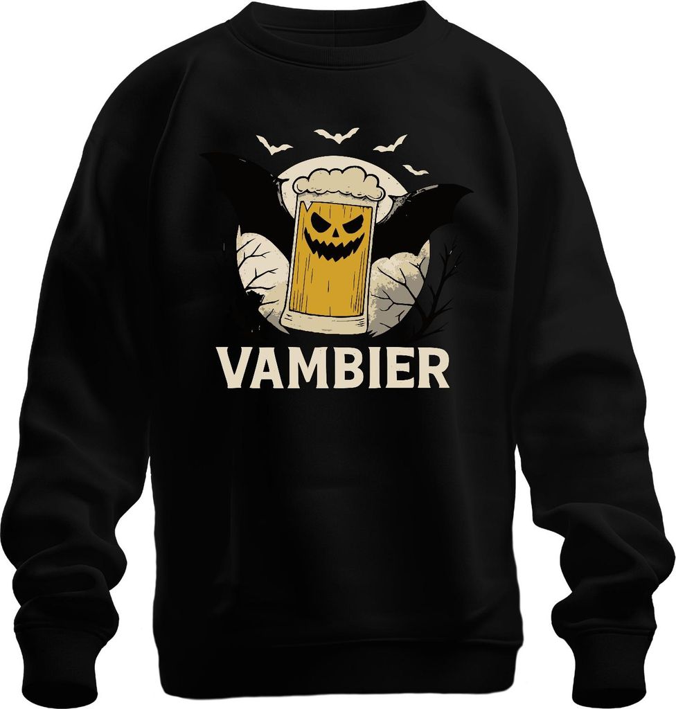 VAMBIER Halloween Bier Vampir Party Retro Gruselig Uni Sweatshirt Pullover, Schwarz, M