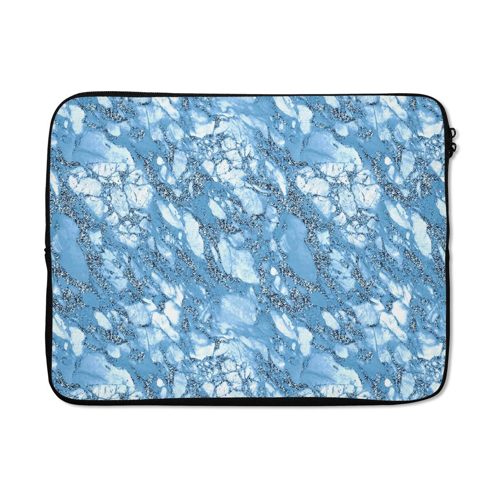 MuchoWow Laptop Hülle 15 Zoll Marmor - Glitter - Blau Laptoptasche - Laptoptasche - Sleeve - Rundum-Schutz