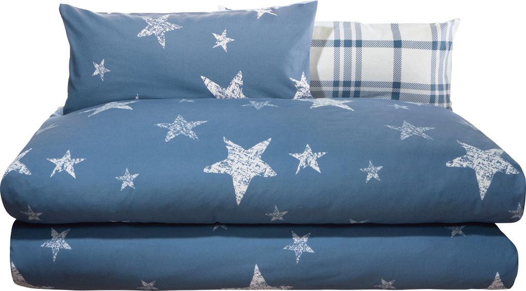 Erwin Müller Wendebettwäsche Sparpaket 4-teilig blau 2x 155x220 cm + 2x 40x80 cm
