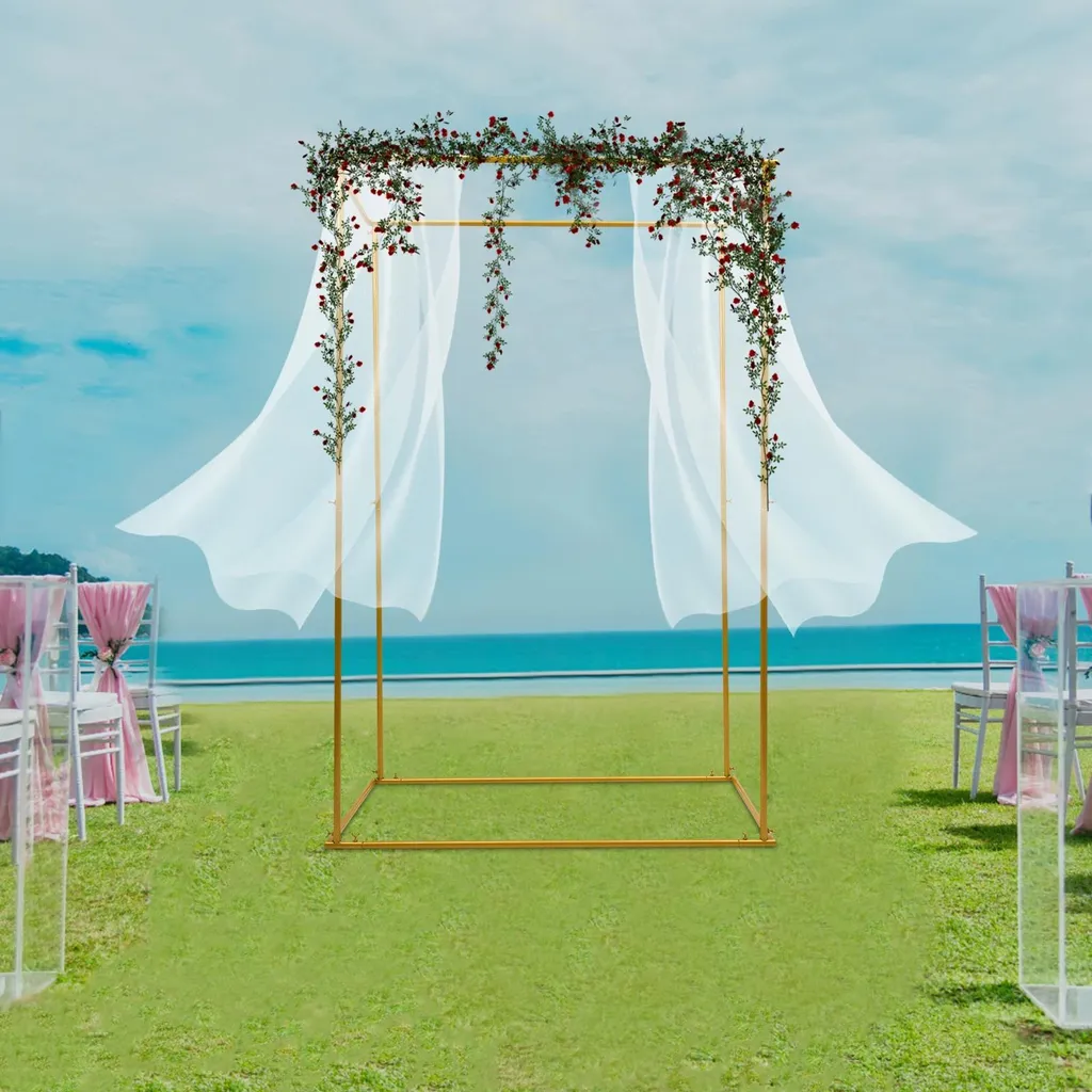 Décoration de mariage support de fleurs doré pour centre de table élégant - 5
