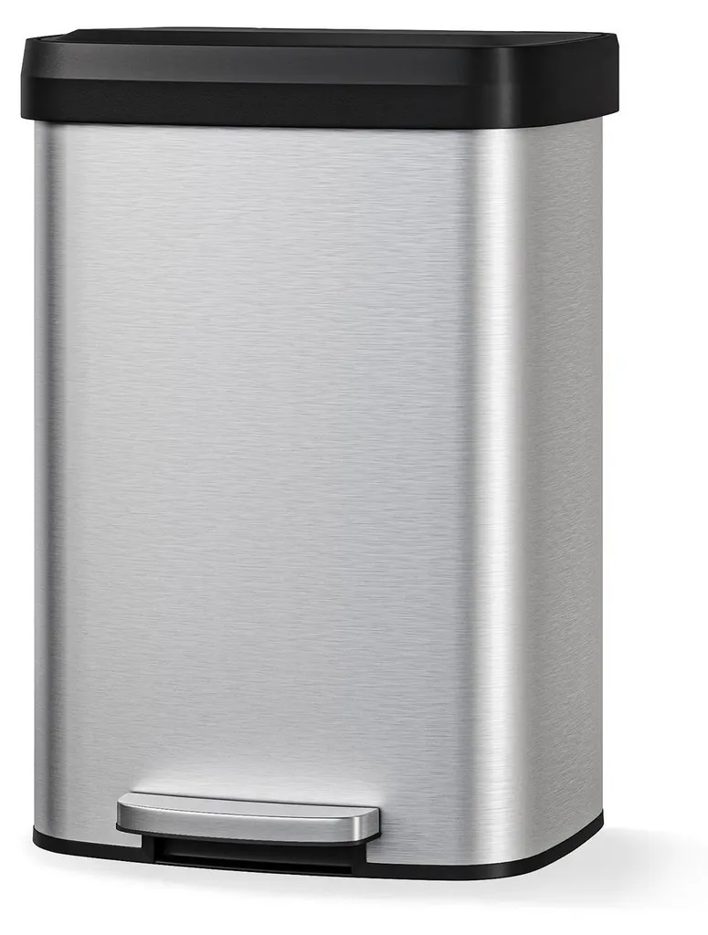 Poubelle 50 L silencieuse en acier inox : fini les bruits de couvercle