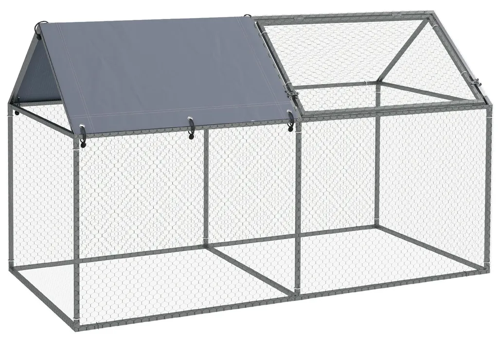 Cage d'extérieur spacieuse pour petits animaux - Enclos métal argenté