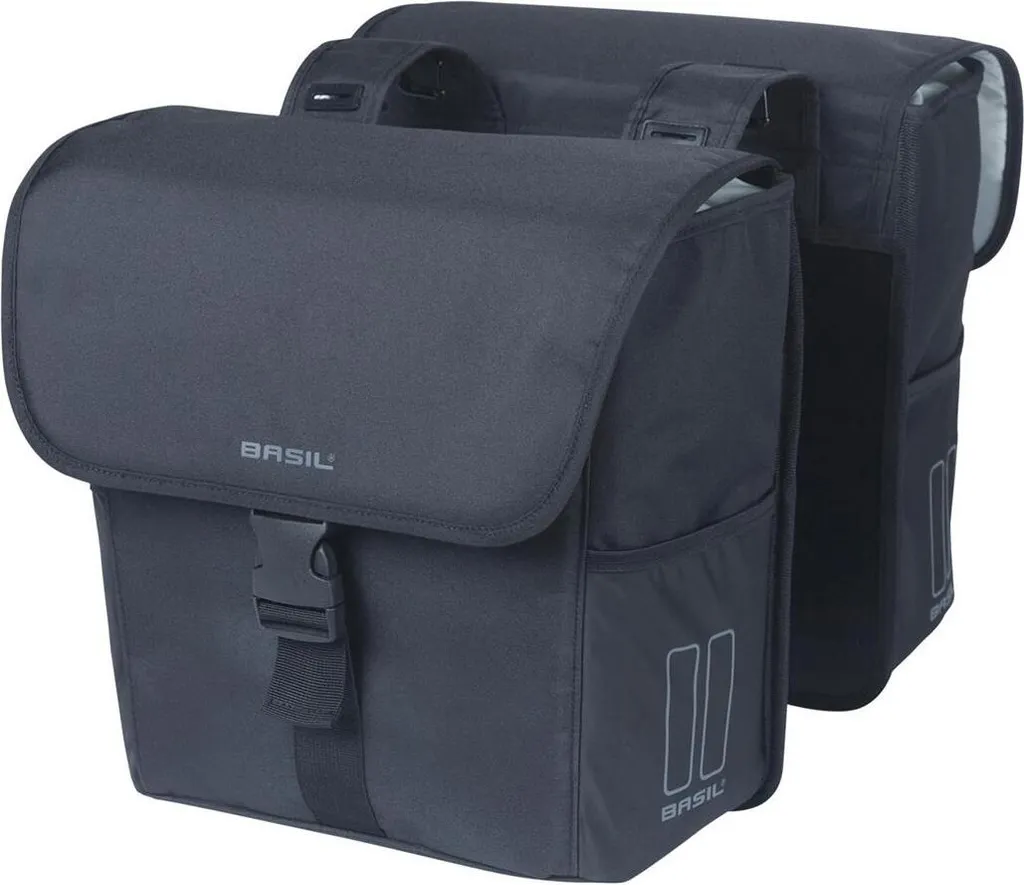 Double sacoche vélo Basil Go transformable en sac à dos 30L noir uni