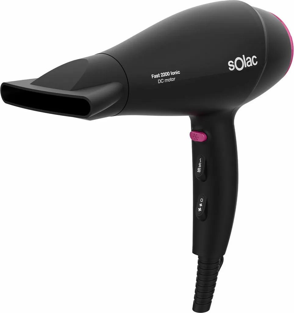 Sèche-cheveux ionique Solac 2200W Noir - Soin des Cheveux au Quotidien