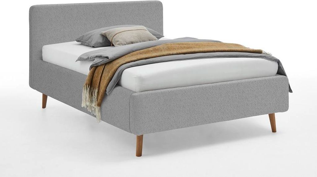 Doppelbett Dalila 160x200cm Teddy Stoff - grau