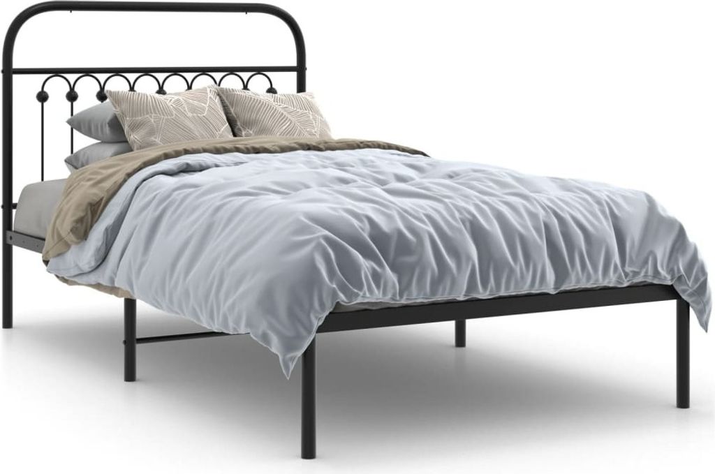 Maison Exclusive - Bettgestell mit Kopfteil Metall Schwarz 100x200 cm