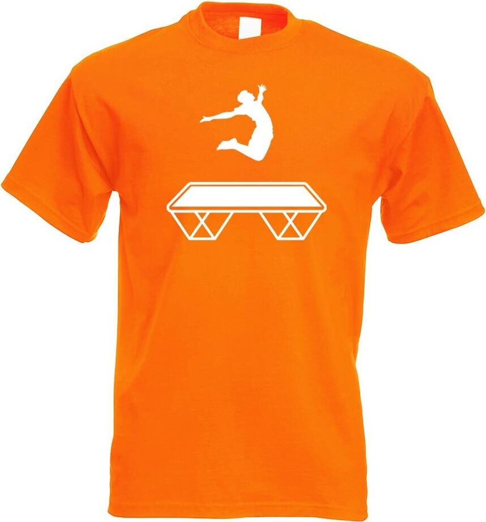 Kiwistar - T-Shirt - orange - Trampolin Springen Figur Motiv Bedruckt Funshirt Design Print - mit Motiv Bedruckt - Funshirt Design - Sport - Freize...